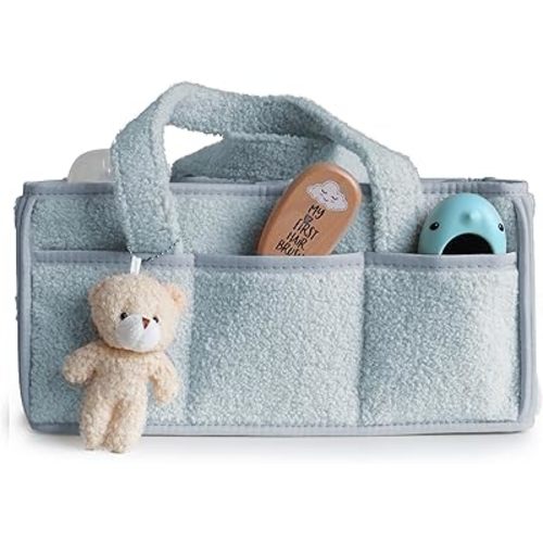 Portable Baby Diaper Caddy Organizer – Durable Nursery Storage Basket for Changing Table, Car & Newborn Essentials – Perfect Baby Diaper Organizer - Available in Blue, Pink & Cream