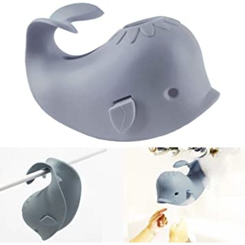 Bath Spout Cover for Bathtub,Baby Shower Protector Cover A Fun Way to Protects Baby from Bumping Head During Bathing Time Cute Soft Whale Design Making for Enjoyable Safe Baths (Grey)