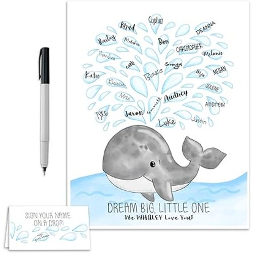 Nautical Baby Shower Signature Poster, Nautical Whale Themed Baby Shower Guestbook Alternative, Ocean Animal Nursery Ideas, 11x14 Inches