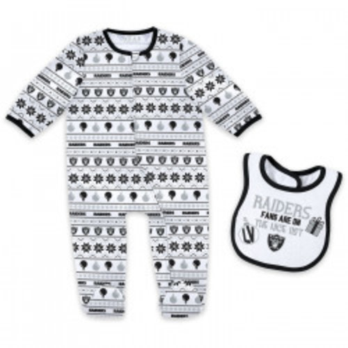 WEAR BY ERIN ANDREWS RAIDERS TWO PIECE CHRISTMAS SLEEP AND PLAY WITH BIB