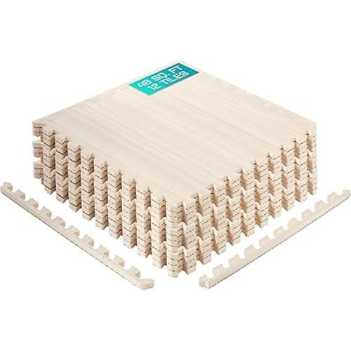 Yes4All EVA Interlocking Mats, Puzzle Floor Tiles, Foam Floor Padding with Border for Furniture, Home Space, Living Room, Garage