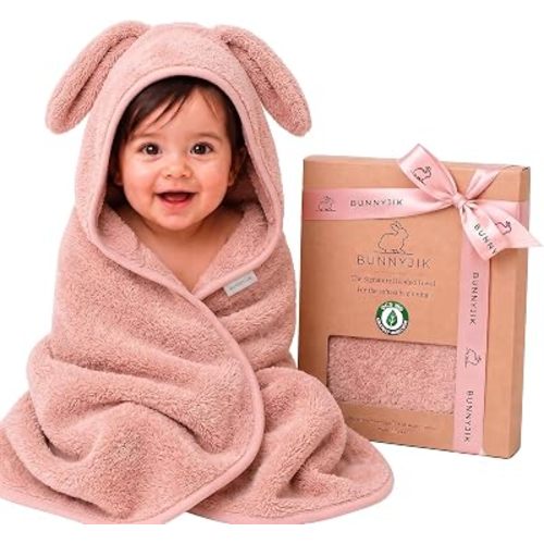 Turkish Organic Cotton Hooded Towels - Heritage Aegean Cotton, Organic Thick Bath Towels for Newborn, Best New Born Baby Girls Gift 32×32” Newborn to Toddler