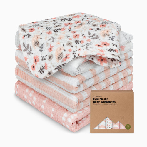 KeaBabies 5-Pack Lyra Muslin Baby Washcloths - Sweet Charm