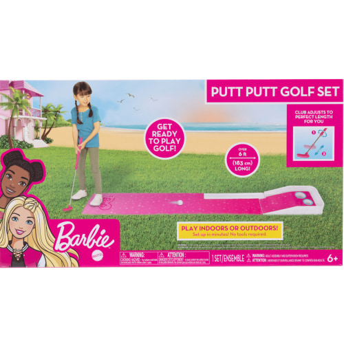 Barbie Golf Putt Putt Game with Putting Green and Adjustable Putter for Child 3 to 7