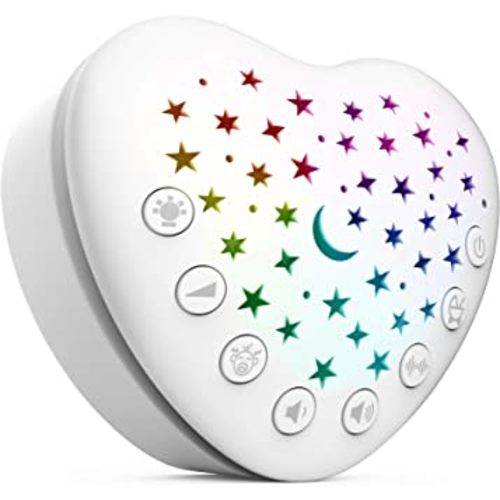 BEREST A13 White Noise Machine & Baby Sleep Soother with 15 Soothing Sounds & Projector Night Light Music Box, Cry Sensor, Rechargeable, Portable for Newborns, Toddlers, Attaches to Crib