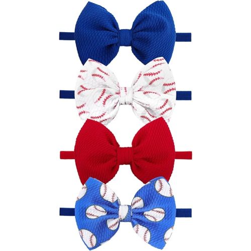 YanJie Baseball Headbands for Baby Girl Soft Bowl Hair Bows Hair Accessories for Newborn Infant Babies Sports Headband Baby Outfits