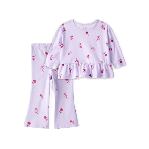Baby Girl 2-Piece Floral Long-Sleeve Top & Flared Leggings Set - Purple - Carter's | Carter's