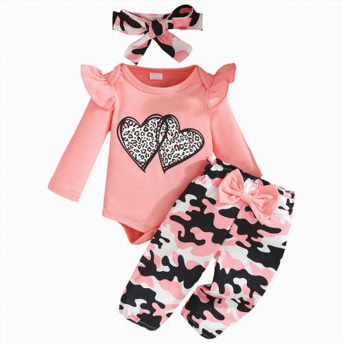 larppty Preemie Newborn Infant Baby Girls Clothes Ribbed Romper Bodysuit Pants Set Fall Winter Outfits