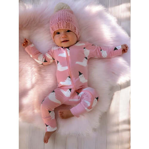 2-Way Convertible Zip Romper, Pink Ghost