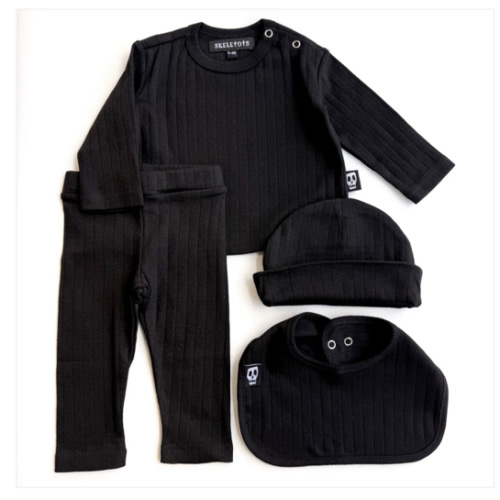 BABY POINTELLE BLACK 4 PIECE BABY SET – Skeletots