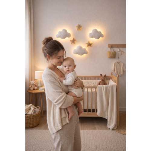 Handmade Boucle Cloud Night Light – Nursery Wall Lamp & Kids Room Decor