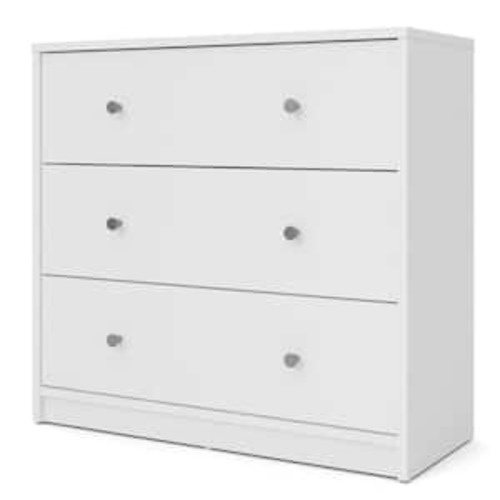 Portland 3-Drawer White Chest of Drawers