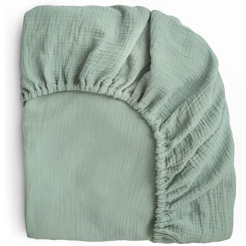 mushie Extra Soft Muslin Fitted Crib Sheet | 192 Thread Count | 28"x 52" (Roman Green)