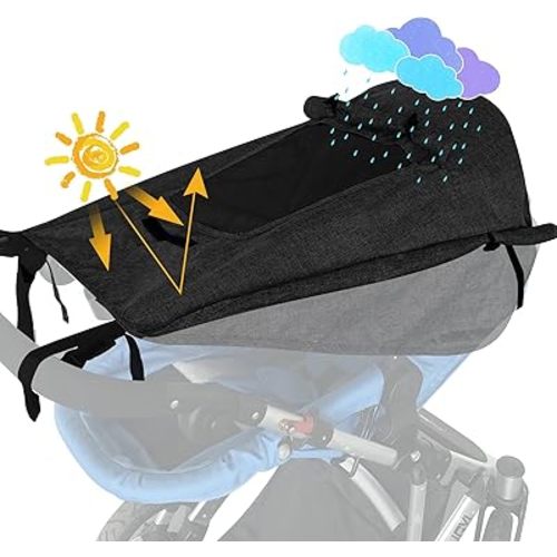 WD&CD Pare-soleil pour poussette de bébé - Accessoires pour siège de voiture - Noir
