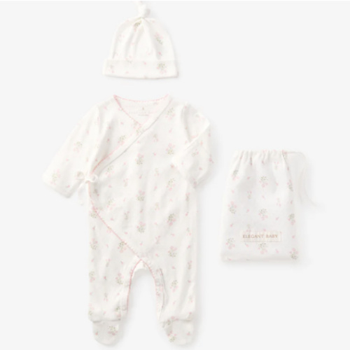 Folklore Floral Organic Cotton Pointelle Layette 2PC Set – Elegant Baby