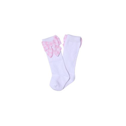 Pink Gingham Bow Socks