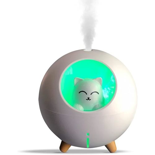 Upgraded Ultrasonic Ultra-Quiet USB Cute Cool Mist Mini Humidifier, for Kids Baby Nursery Bedroom, 7-Color Lights 2 Mist Mode Auto Shutoff Whisper Silent Small Cute Humidifier (220ml, White)