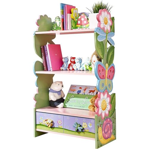 Fantasy Fields Magic Garden Kids 3-Tier Bookshelf & Drawer, Multi