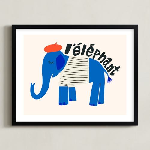 French Elephant Limited Edition Children's Art Print by Morgan Kendall