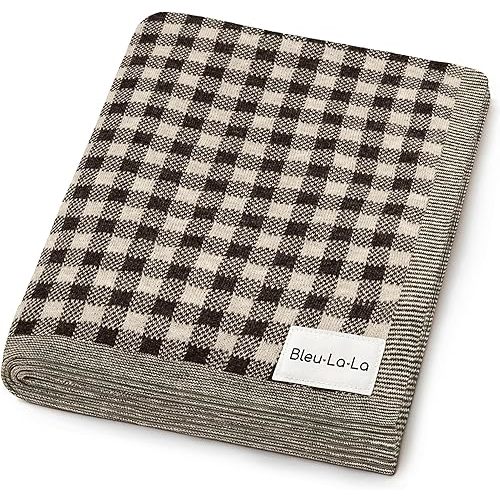 Checkered Baby Blanket for Baby Boys & Girls - 100% Soft Fine Cotton Quilt Receiving Swaddle Stroller Nursery Bed Blanket Unisex Gender Neutral for Newborns Toddlers (Plaid - Mocha)