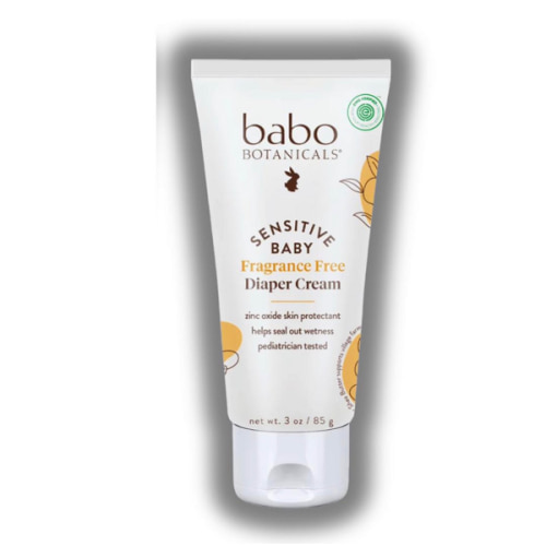Babo Botanicals Sensitive Baby Fragrance-Free Diaper Cream - 25% Natural Zinc Oxide - Calendula, Shea & Cocoa Butter - EWG Verified - Vegan- From birth on