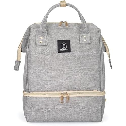 Breast Pump Backpack - Cooler and Moistureproof Bag Double Layer for Mother Outdoor Working Backpack with USB Charging Port, Large (Grey)