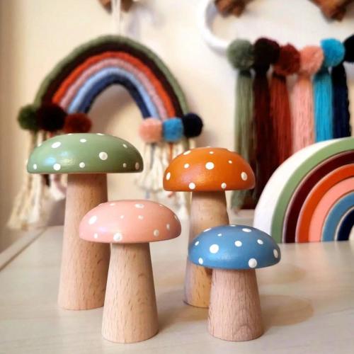 Vintage Mushroom Montessori Toys: Wooden Waldorf Set