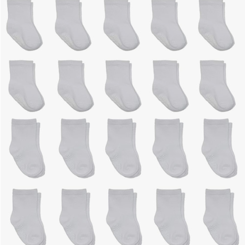 Little Me 20-Pack Newborn Baby Infant & Toddler Unisex Socks, 0-12/12-24 Months, Assorted Size Pack, White