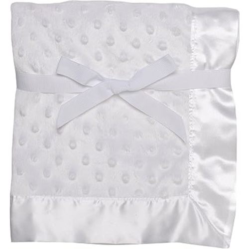 Baby Starters Textured Dot Blanket with Satin Trim, White 30" x 40"