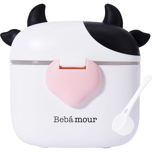 Bebamour Baby Formula Dispenser On The Go, Formula Container to Go, Formula Holder for Travel, Candy Fruit Snack Storage Container with Scoop and Leveller (Black)