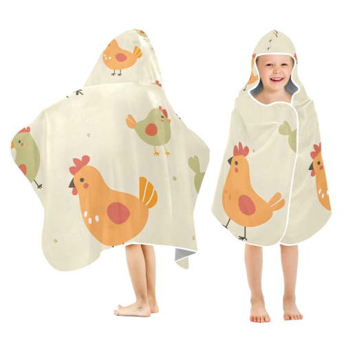Cute Chickens Kids Hooded Beach Towel Baby Bath Poncho Towels with Hood Absorbent 50"x23.5" for Pool Swimming