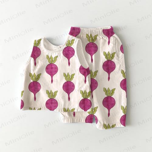 Baby Toddler Beetroot Print 2-piece Sleeveless Set