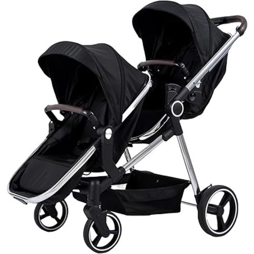 Double Stroller for Twins Infants and Toddlers, Foldable Tandem, Convertible Twin to Single Stroller, Compact Light Weight， Ages 0-3 Years