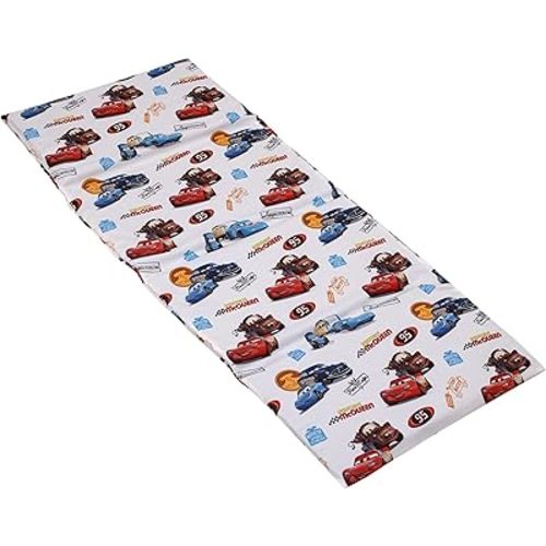 NoJo Disney Cars Radiator Springs White, Blue, and Red Lightning McQueen and Tow-Mater Preschool Nap Pad Sheet