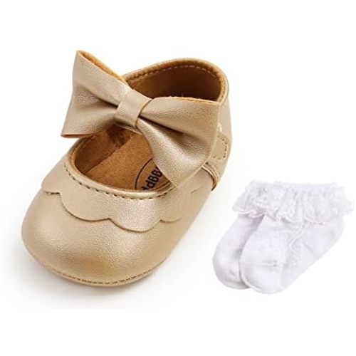 Baby Wedding Dress Ballet Flats Infant Princess Bow-Knot Shoe Toddler Anti-Slip Girls Mary Jane Shoes