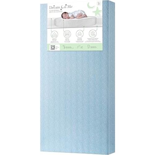 Dream On Me Little Lullaby 5” 2-in-1 Crib & Toddler Mattress, Dual-Sided Infant & Toddler Support, Waterproof & Stain Resistant, GREENGUARD Gold & Baby Safety Alliance Certified - Blue Floral
