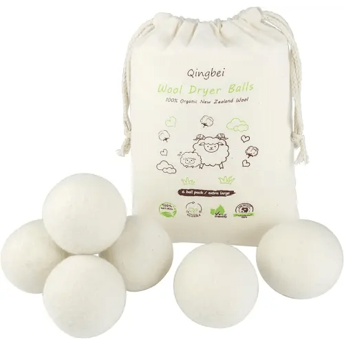 Wool Dryer Balls Laundry Reusable, 100% Natural New Zealand Wool Balls for Dryer, 6 in 1 Pack (White)