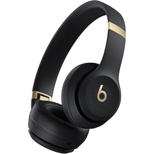Beats Solo 4 - Wireless On-Ear Bluetooth Headphones, Up to 50-Hour Battery Life, Ultra-Lightweight Comfort, Powerful and Balanced Sound, Apple & Android Compatible - Black & Gold