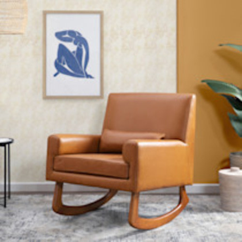 Nursery Works Sleepytime Rocker - Pu Tan Leather/Walnut Legs