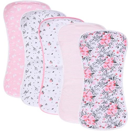 sleepyturtle 5 Pack Waterproof Baby Burp Cloths Extra Absorbent and Soft