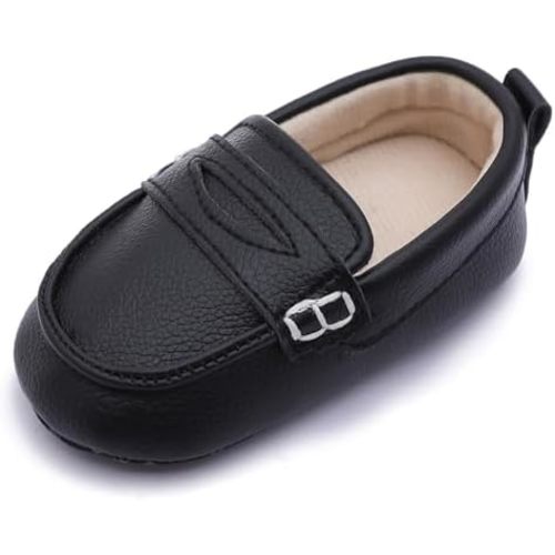 LONSOEN Baby Toddler Boys Girls Loafers Newborn Leather Moccasins Infant First Walking Dress Shoes