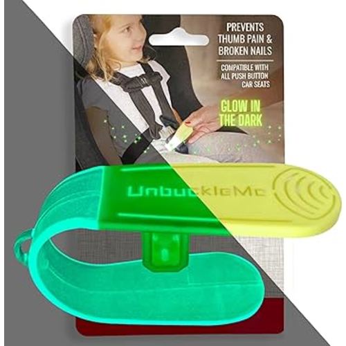 UnbuckleMe Car Seat Buckle Release Tool - New 2024 Glow in the Dark - Easy Opener Aid for Arthritis, Long Nails, Older Kids - Button pusher for infant, toddler car seats - As Seen on Shark Tank (1 Pk)