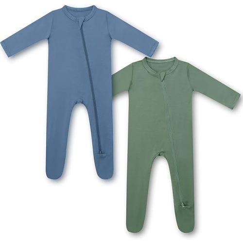 HAPIU Rayon from Bamboo Baby Footed Pajamas, 2 Way Zipper YKK, Footie for Baby Boy Girls, Newborn-24 Months - 3-6 Months