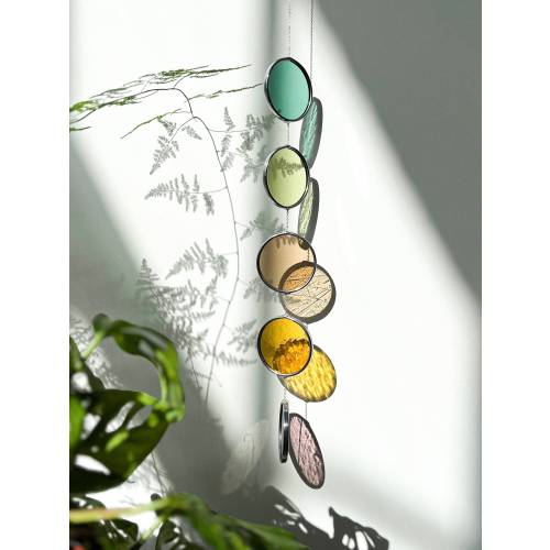 Summer - Stained glass garland, window sun art, window decoration, handmade art, stained glass window, color chain present for friend