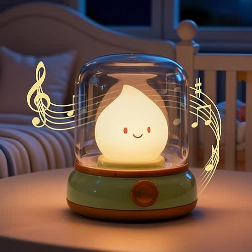 WANIDEA Chibi Flame Lamp, Sleep White Noise Machine Night Light, 5 White Noise with 4 Level Volume Adjustment, Rechargeable Lamp,Decor,Gift for Girls