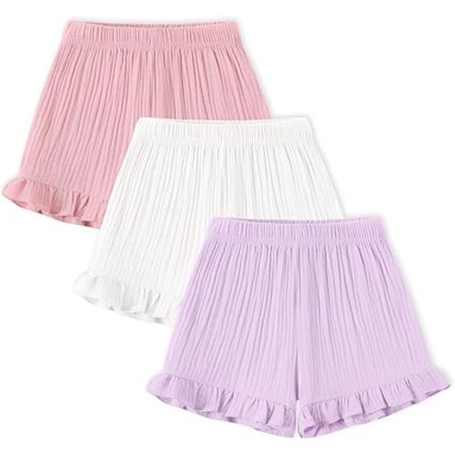 DREAM BUS 3 Pack Baby Girls Shorts Toddler Summer Casual Shorts Cotton Toddler Girls Ruffled Shorts Newborn Infant Bloomers