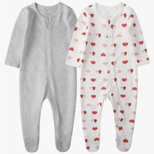 O2 BABY Baby Boys Girls Organic Cotton Zip-Front Sleeper Pajamas, Footed Sleep 'n Play