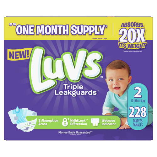 Luvs Pro Level Leak Protection Diapers, Size 2, 228 Count
