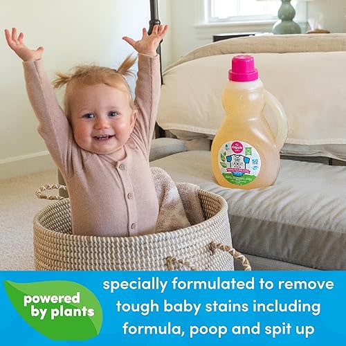 Dapple Baby Laundry Detergent, Powered by Plants, Concentrated, Hypoallergenic, Stain Remover, Fragrance Free, 50 Fl Oz (1 Pack)