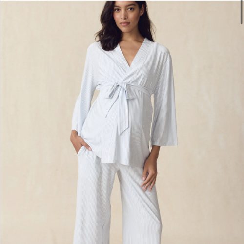 LAKE | Women | DreamModal® Pajamas | Salt Spray Pencil Stripe Maternity Kimono Bundle